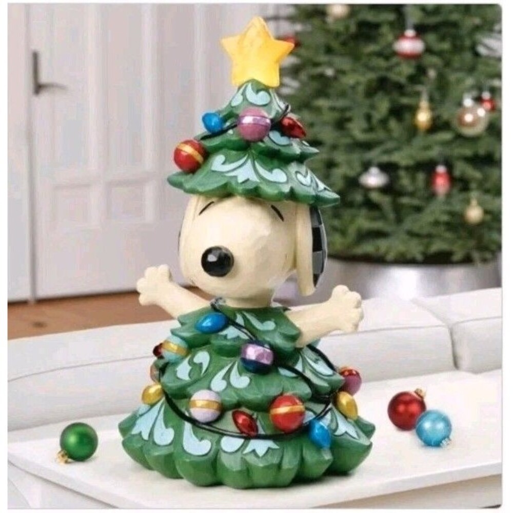 Peanuts Jim Shore Snoopy Christmas Tree Statue Light-Up Star Enesco Large 15" H
